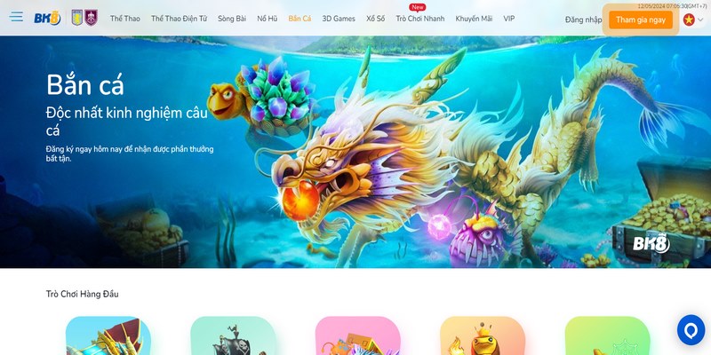 Bắn cá BK8 là sảnh cược hàng đầu tại BK8 được nhiều game thủ lựa chọn