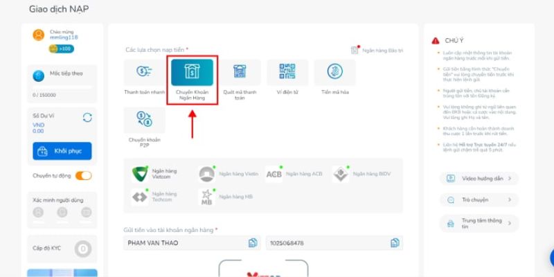 Nạp tiền dễ dàng qua các phương thức thuận tiện